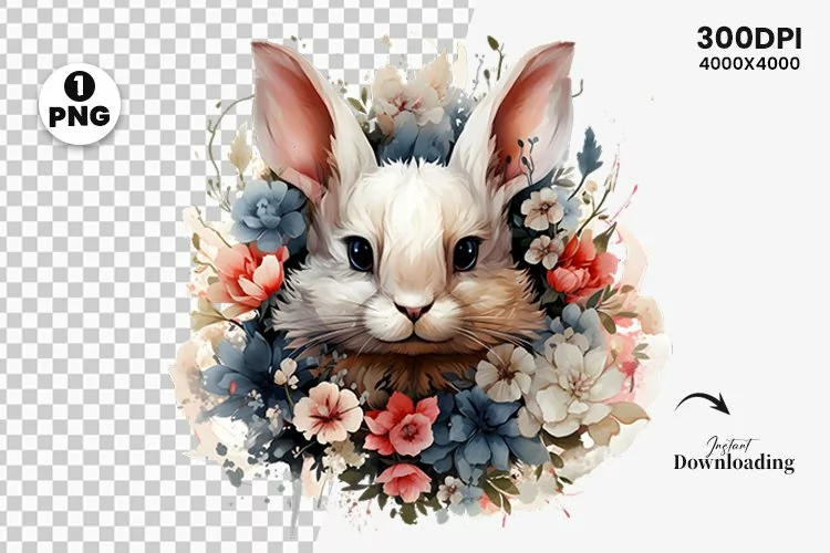 Watercolor Easter Day Sublimation Clipart | Easter Bunny PNG