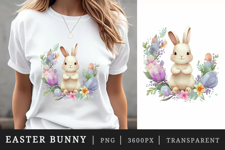 Watercolor easter bunny t-shirt sublimation print design png