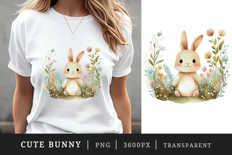 Watercolor easter bunny t-shirt sublimation print design png