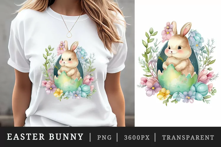 Watercolor easter bunny t-shirt sublimation print design png