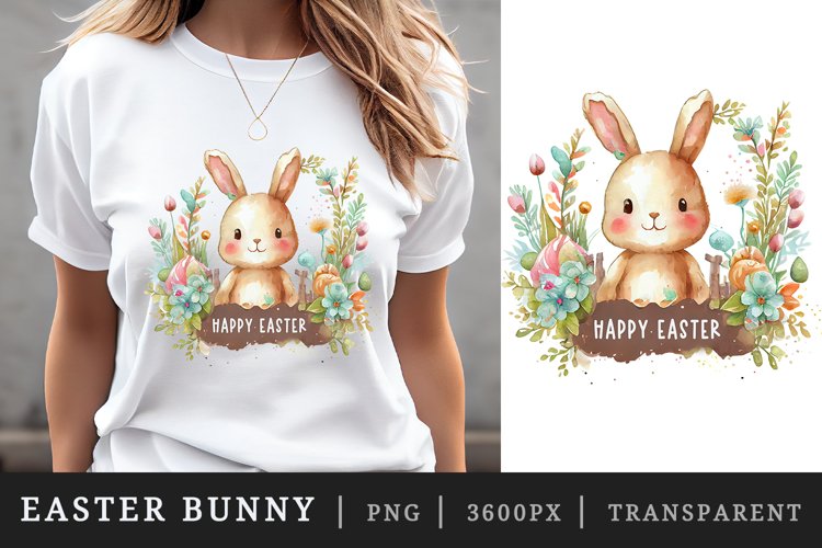 Watercolor easter bunny t-shirt sublimation print design png