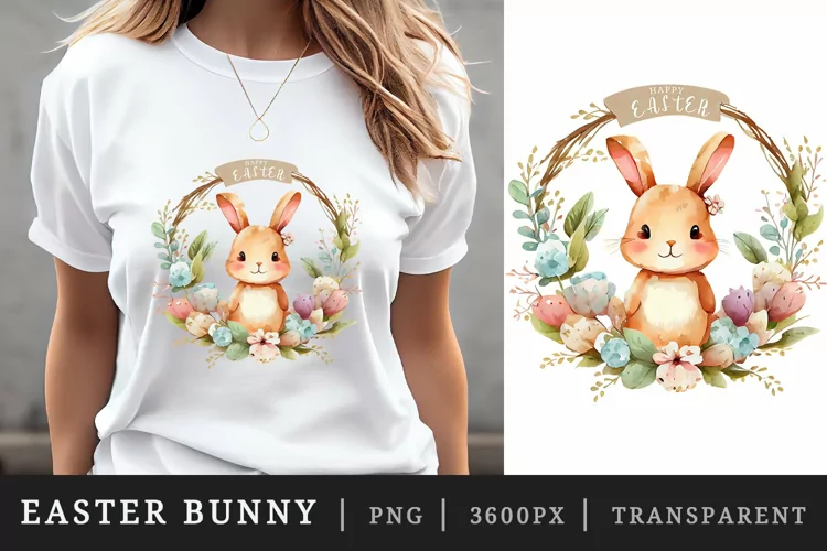 Watercolor easter bunny t-shirt sublimation print design png