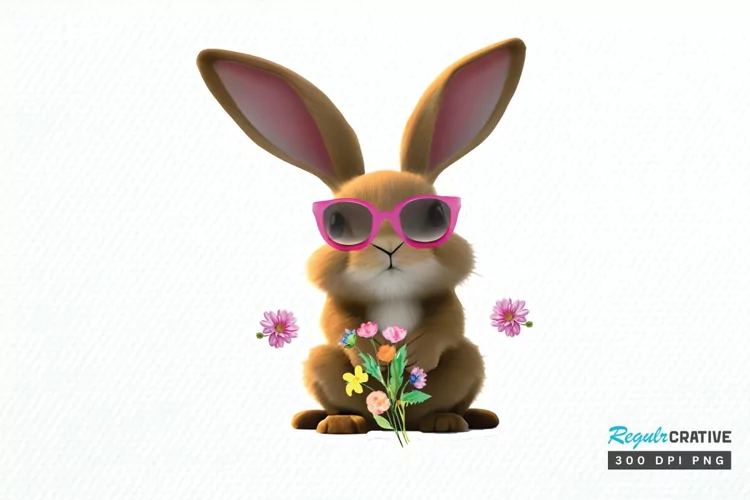 Watercolor Easter Bunny with Glasses Bunny PNG Clipart