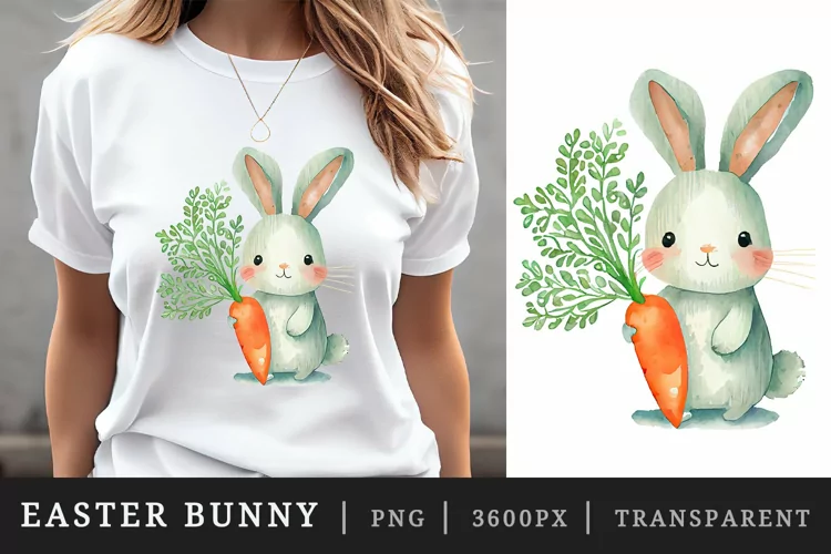 Watercolor easter bunny t-shirt sublimation print design png