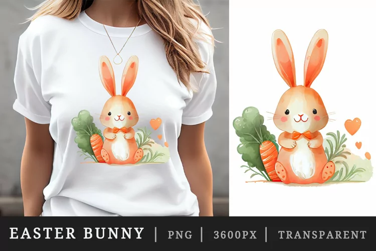 Watercolor easter bunny t-shirt sublimation print design png