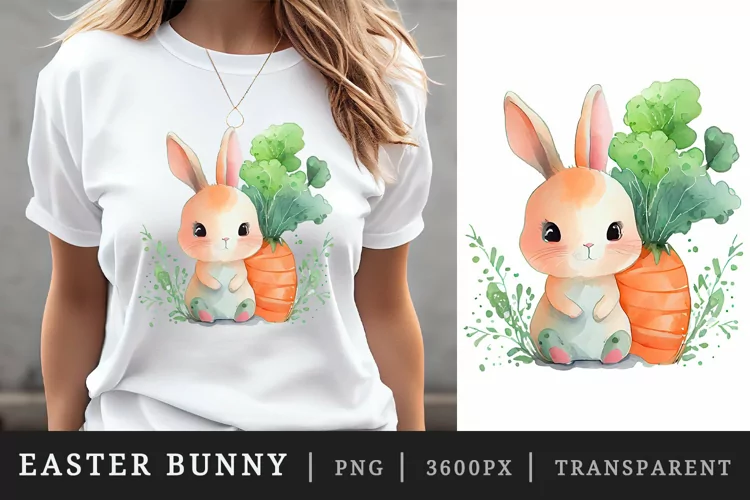 Watercolor easter bunny t-shirt sublimation print design png