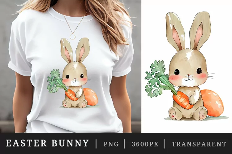 Watercolor easter bunny t-shirt sublimation print design png
