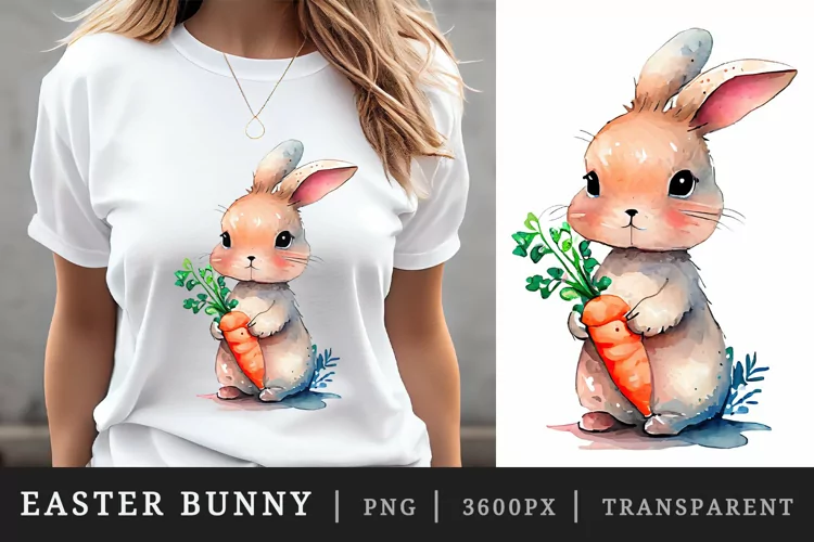 Watercolor easter bunny t-shirt sublimation print design png