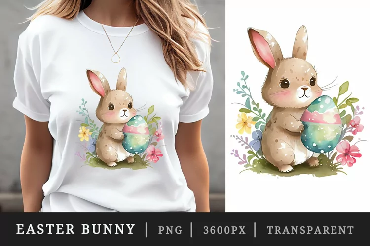 Watercolor easter bunny t-shirt sublimation print design png