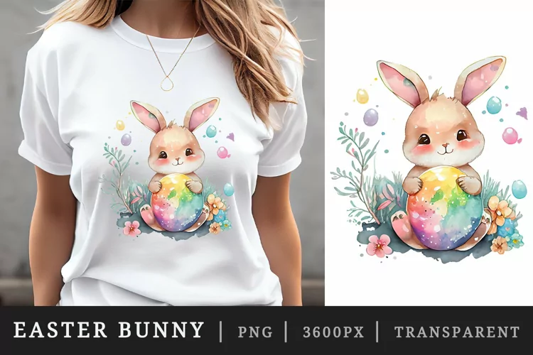 Watercolor easter bunny t-shirt sublimation print design png