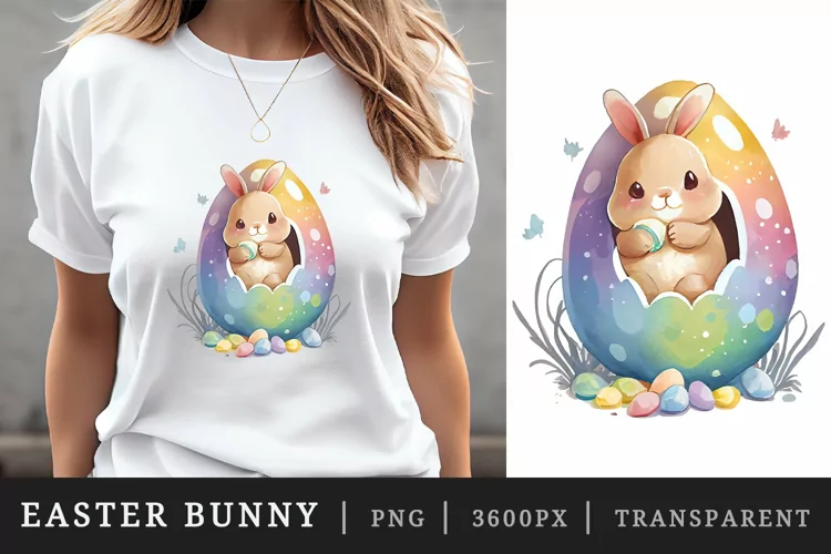 Watercolor easter bunny t-shirt sublimation print design png