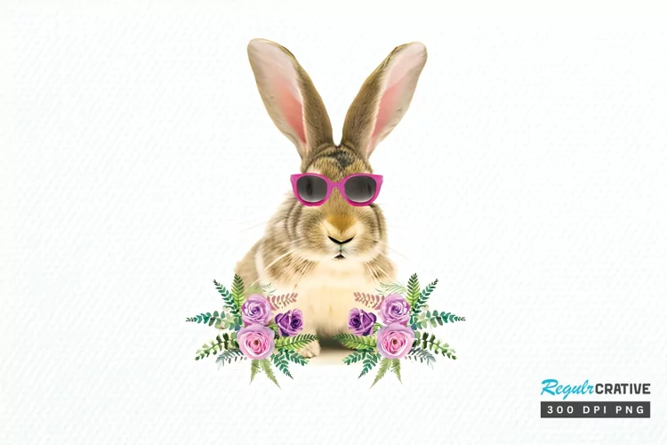 Watercolor Easter Bunny with Glasses Bunny PNG Clipart