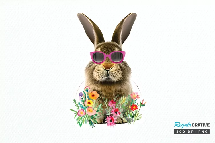 Watercolor Easter Bunny with Glasses Bunny PNG Clipart