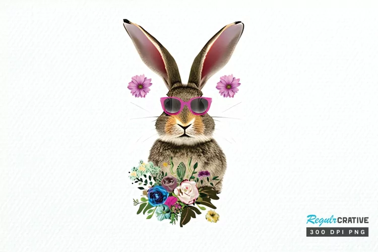 Watercolor Easter Bunny with Glasses Bunny PNG Clipart