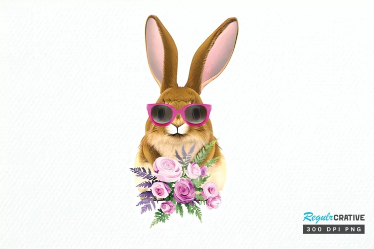 Watercolor Easter Bunny with Glasses Bunny PNG Clipart