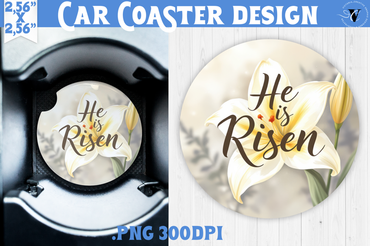Car Coaster | Watercolor Flowers | Happy Easter