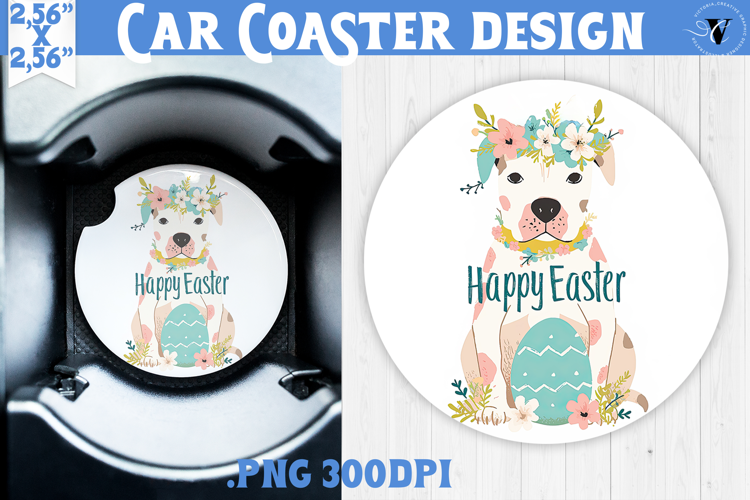 Car Coaster | Watercolor Dog | Happy Easter