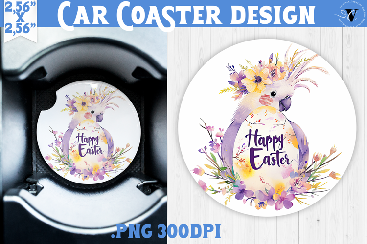 Car Coaster | Watercolor Parrot | Happy Easter