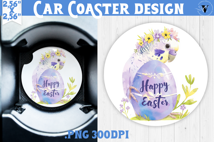 Car Coaster | Watercolor Parrot | Happy Easter