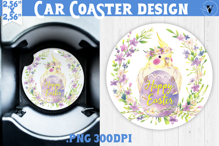 Car Coaster | Watercolor Parrot | Happy Easter