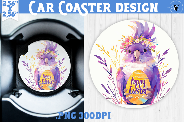 Car Coaster | Watercolor Parrot | Happy Easter