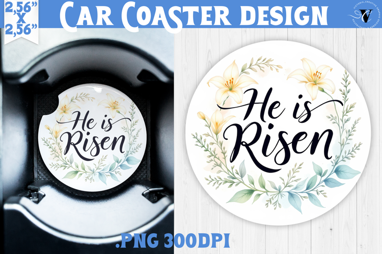 Car Coaster | Watercolor Flowers | Happy Easter