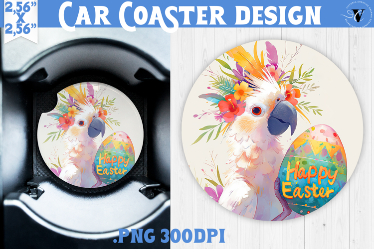 Car Coaster | Watercolor Parrot | Happy Easter