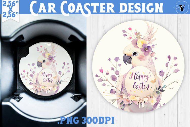 Car Coaster | Watercolor Parrot | Happy Easter