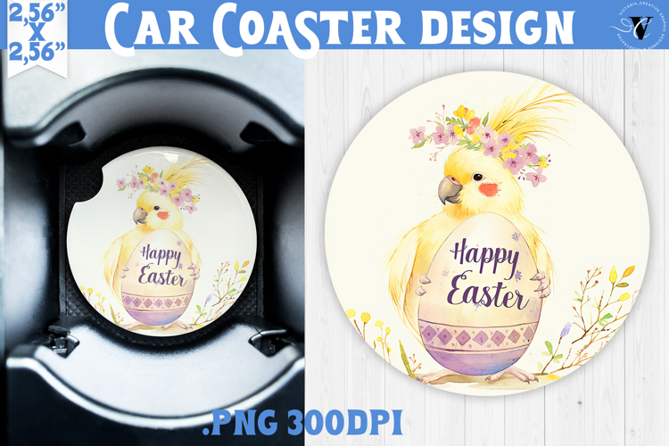 Car Coaster | Watercolor Parrot | Happy Easter
