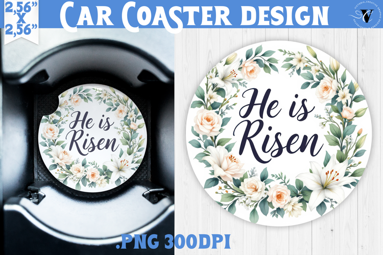 Car Coaster | Watercolor Flowers | Happy Easter