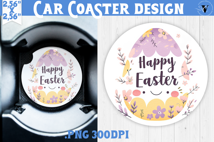 Car Coaster | Watercolor Egg | Happy Easter