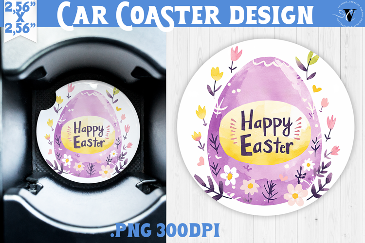 Car Coaster | Watercolor Egg | Happy Easter