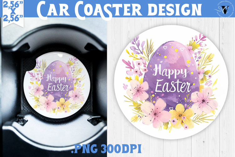 Car Coaster | Watercolor Egg | Happy Easter