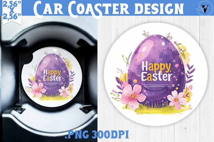 Car Coaster | Watercolor Egg | Happy Easter