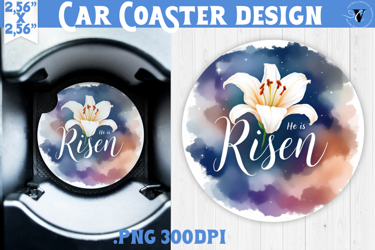 Car Coaster | Watercolor Flowers | Happy Easter