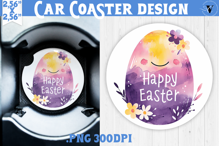 Car Coaster | Watercolor Egg | Happy Easter