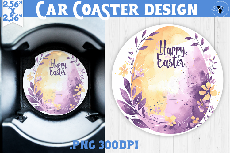 Car Coaster | Watercolor Egg | Happy Easter