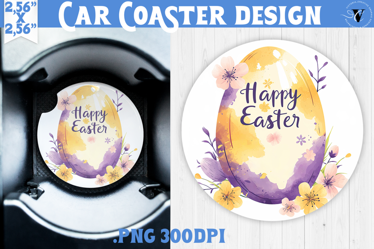 Car Coaster | Watercolor Egg | Happy Easter