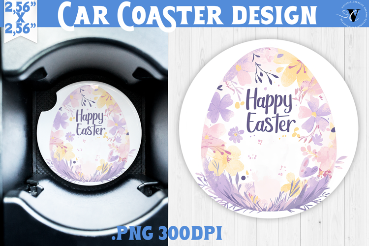 Car Coaster | Watercolor Egg | Happy Easter