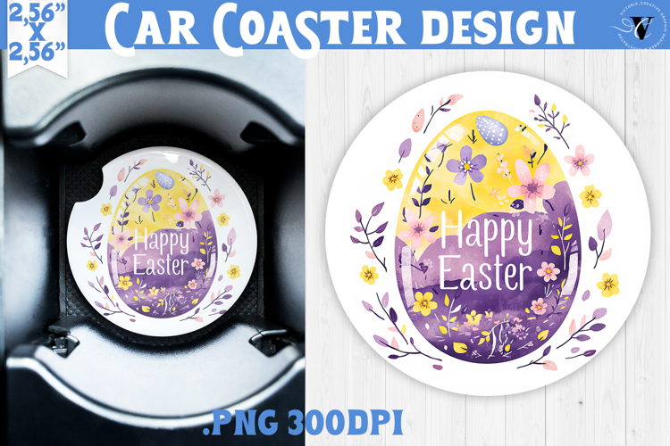Car Coaster | Watercolor Egg | Happy Easter