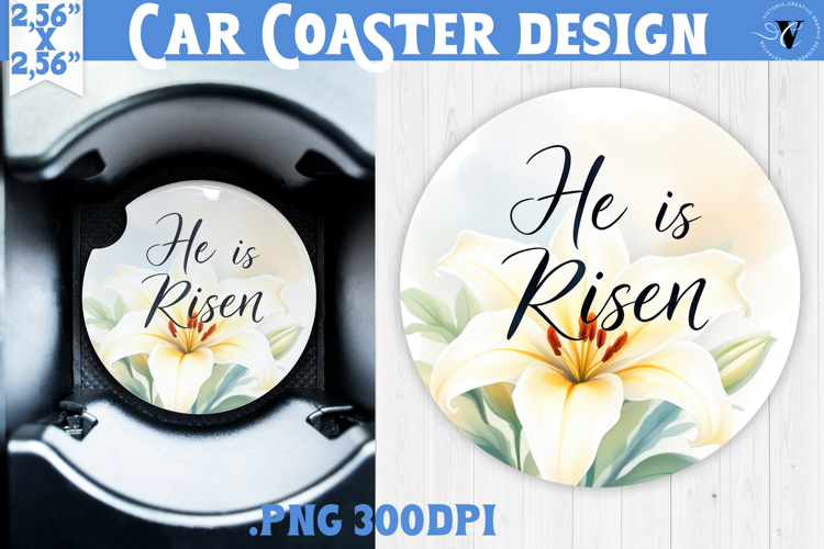 Car Coaster | Watercolor Flowers | Happy Easter