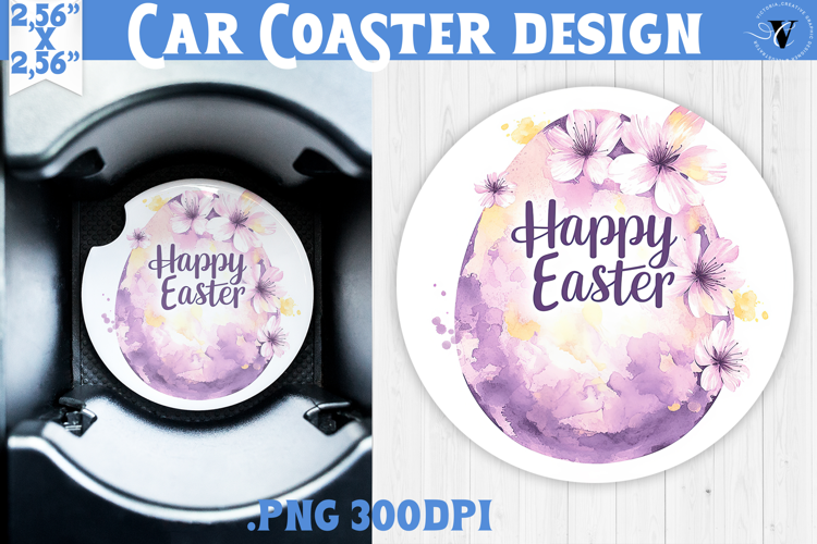 Car Coaster | Watercolor Egg | Happy Easter