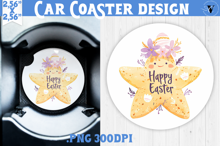Car Coaster | Watercolor Starfish | Happy Easter