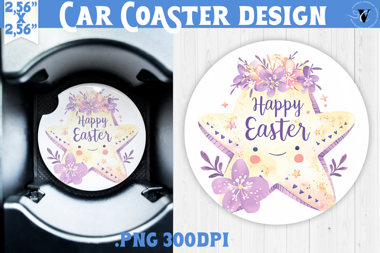 Car Coaster | Watercolor Starfish | Happy Easter