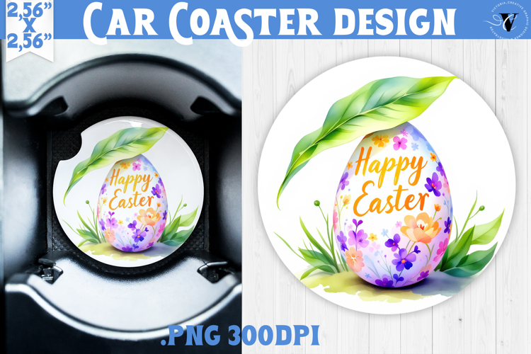 Car Coaster | Watercolor Egg | Happy Easter