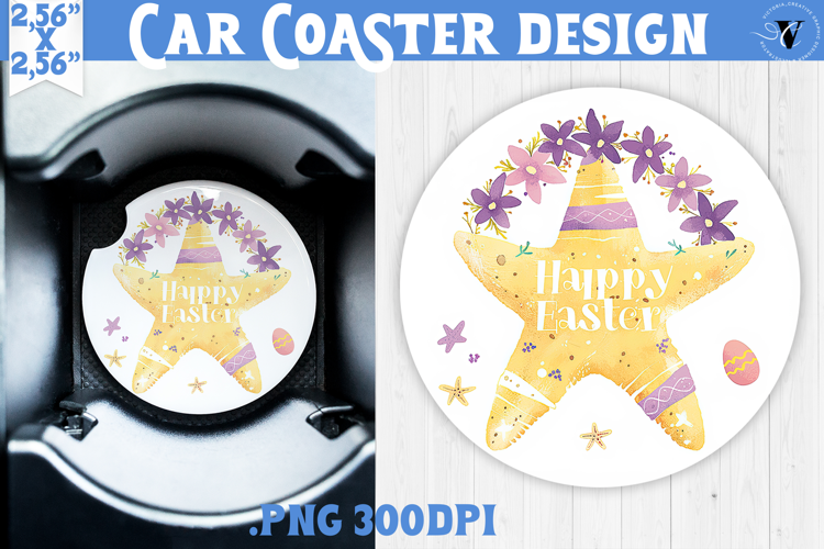 Car Coaster | Watercolor Starfish | Happy Easter
