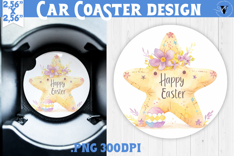 Car Coaster | Watercolor Starfish | Happy Easter