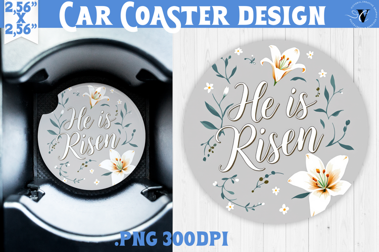 Car Coaster | Watercolor Flowers | Happy Easter