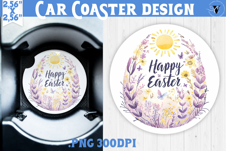 Car Coaster | Watercolor Egg | Happy Easter