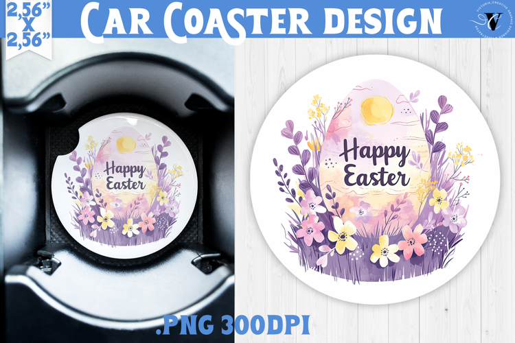 Car Coaster | Watercolor Egg | Happy Easter
